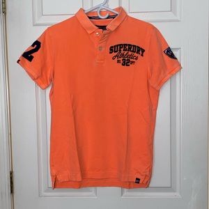 Superdry Orange Athletic Polo Shirt with Navy Details